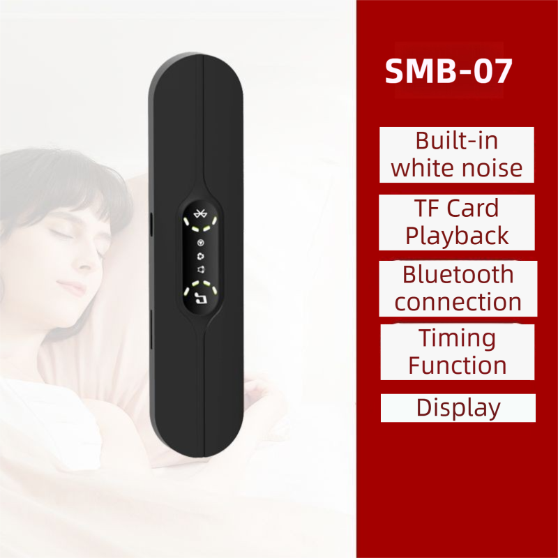 Black SMB-07 Bone Conduction Under-Pillow Speaker - Bluetooth 5.4 Ultra-Thin Sleep Aid Sound Bar with Dual Speaker Resonance & 36 Built-in White Noise Tracks