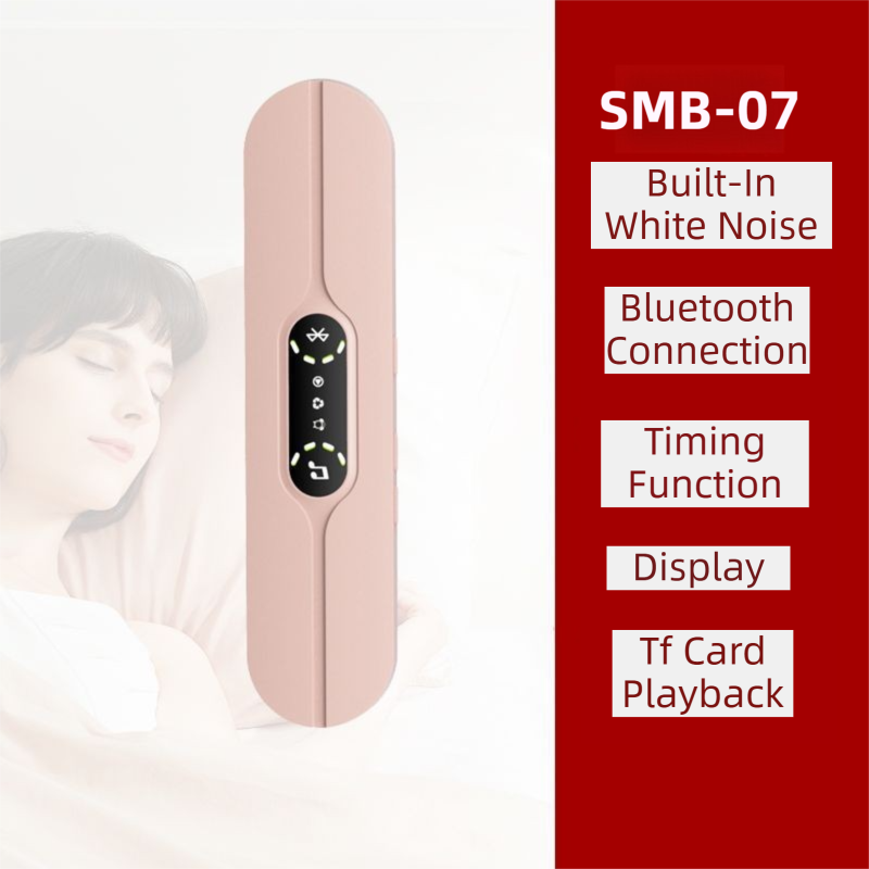 Pink SMB-07 Bone Conduction Under-Pillow Speaker - Bluetooth 5.4 Ultra-Thin Sleep Aid Sound Bar with Dual Speaker Resonance & 36 Built-in White Noise Tracks