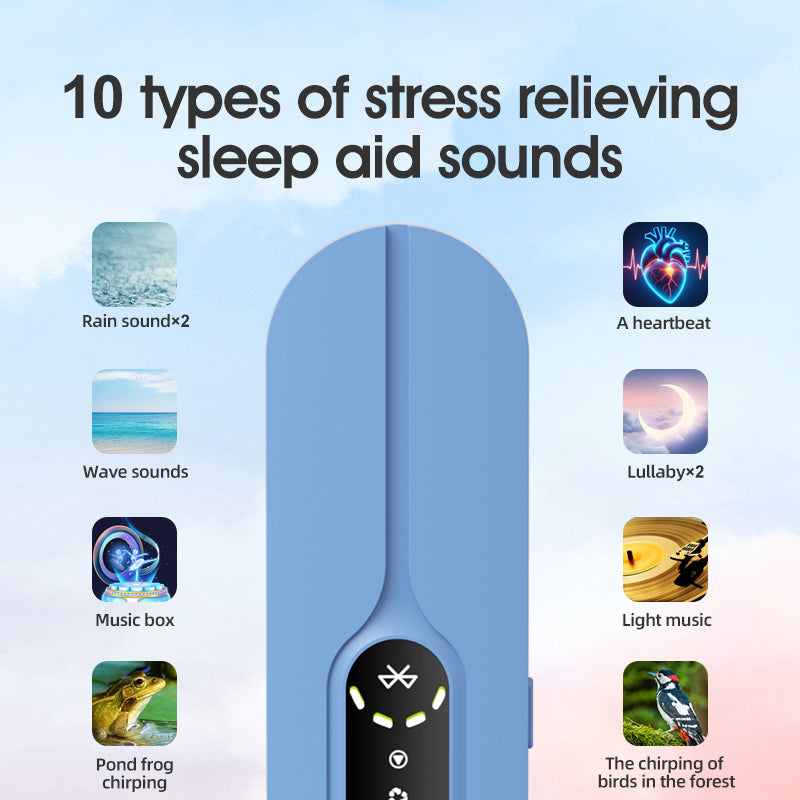 Blue SMB-07 Bone Conduction Under-Pillow Speaker - Bluetooth 5.4 Ultra-Thin Sleep Aid Sound Bar with Dual Speaker Resonance & 36 Built-in White Noise Tracks