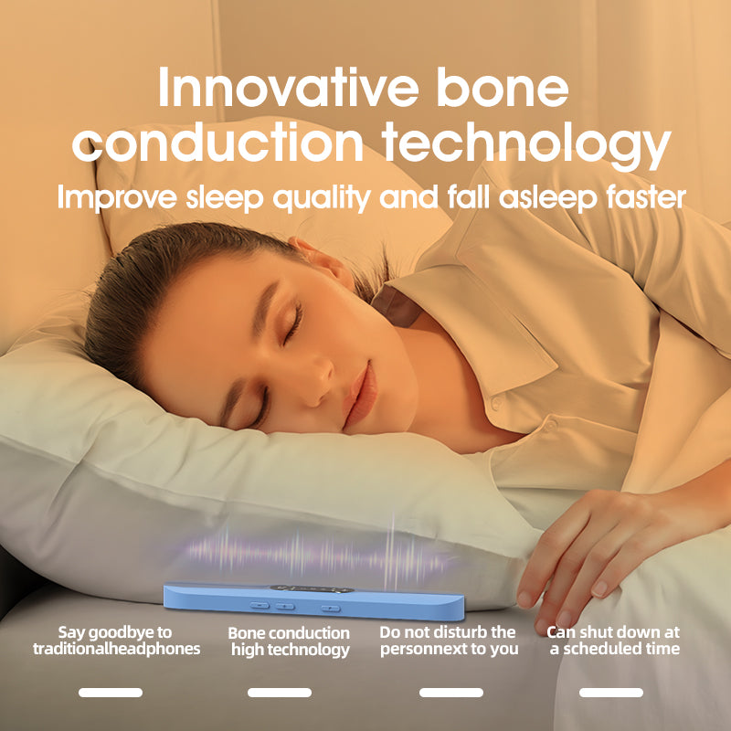 White SMB-07 Bone Conduction Under-Pillow Speaker - Bluetooth 5.4 Ultra-Thin Sleep Aid Sound Bar with Dual Speaker Resonance & 36 Built-in White Noise Tracks
