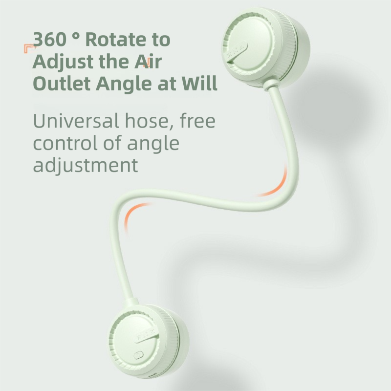 White Foldable Bladeless Neck Fan - Portable Turbine Fan with 3-Speed & 360° Flexible Silicone Hose for Travel, Office, and Outdoor Use