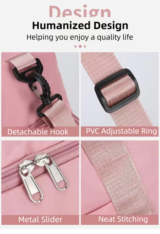 Pink Lightweight & Waterproof Sports Gym Bag with Separate Shoe Compartment, Adjustable Strap and Multiple Pockets - Large-Capacity Travel Duffel for Workout, Business & Getaways