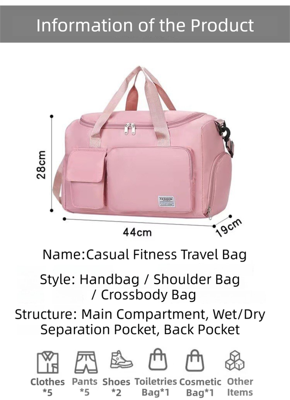 Black Lightweight & Waterproof Sports Gym Bag with Separate Shoe Compartment, Adjustable Strap and Multiple Pockets - Large-Capacity Travel Duffel for Workout, Business & Getaways