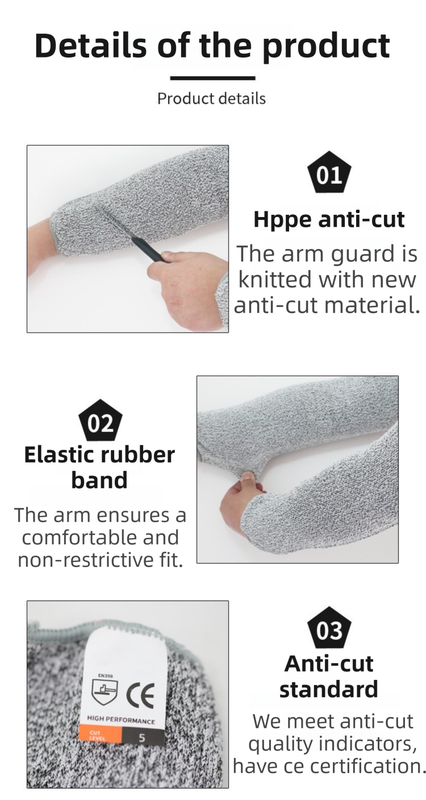 One-Pair 5 Level Cut-Resistant Arm Protection Sleeves(55CM) - Anti-Slash & Anti-Puncture Heavy Duty Safety Guard for Butchering & Construction