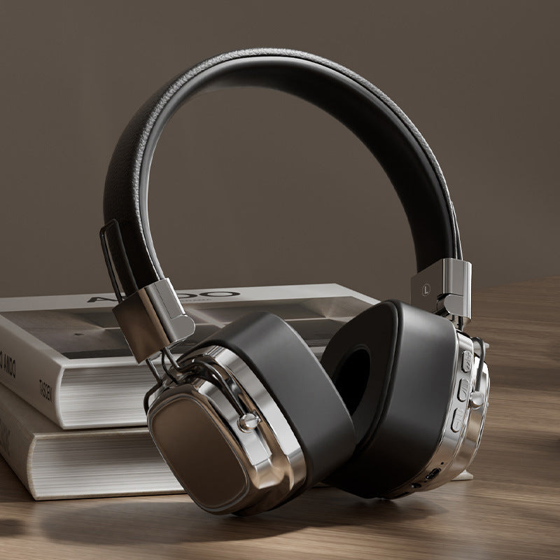 Black & Sliver Stylish Retro Wireless Bluetooth & Plug Hi-Fi Stereo Headphones - Glowing LED Gaming Sports Over-Ear Headset with 10m Range, TypeC-Charging