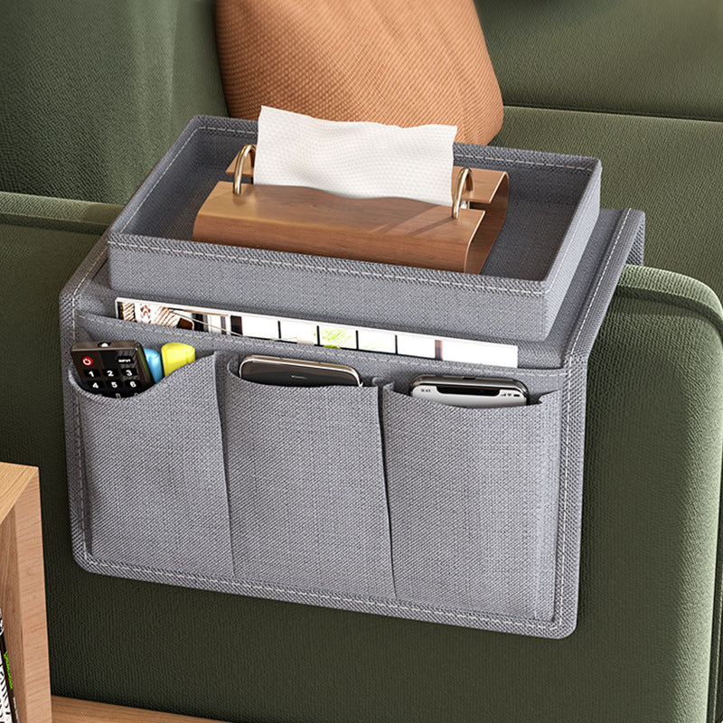 Grey Foldable Sofa Armrest Organizer With 3-Zones - 20kg Load Capacity, Thickended Oxford Cloth Storage Bag for Dorms, Cars & Living Rooms