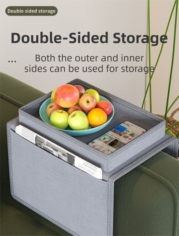 Grey Foldable Sofa Armrest Organizer With 3-Zones - 20kg Load Capacity, Thickended Oxford Cloth Storage Bag for Dorms, Cars & Living Rooms