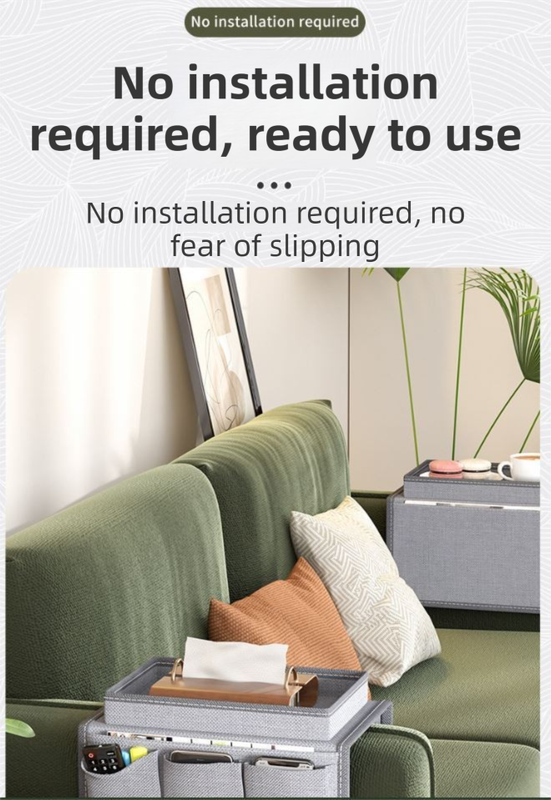 Grey Foldable Sofa Armrest Organizer With 3-Zones - 20kg Load Capacity, Thickended Oxford Cloth Storage Bag for Dorms, Cars & Living Rooms