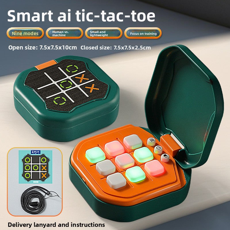 2 Pack Green AI Tic-Tac-Toe Handheld Game Electronic Logic Training Machine with 9 Game Modes and Light-up Buttons for Kids Age 3+ Australian Home