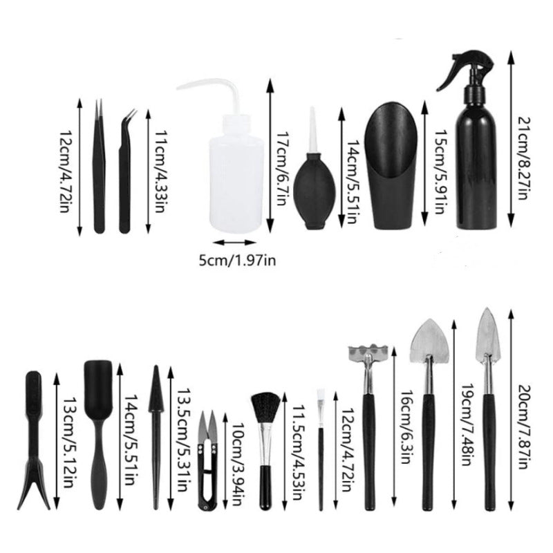 Black 13 Piece Succulent Gardening Tool Set with 50x50cm Repotting Mat and Storage Bag for Indoor Miniature Plant Care Home Gardening Gift Australia