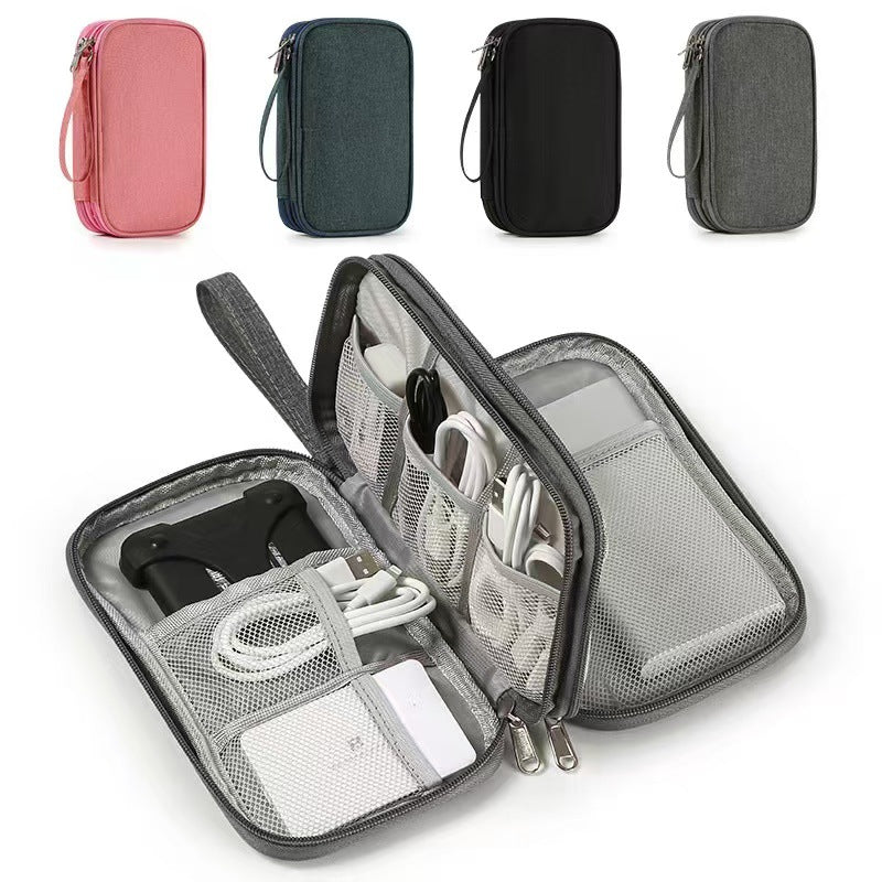 2-PCS Navy blue Double Layer Travel Electronics Organizer Bag Waterproof Cable Pouch for Power Bank and Phone Portable Storage for Australians