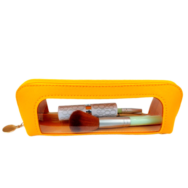 2-Pcs Yellow Transparent Makeup Brush Case – Portable Zippered Cosmetic Pouch with Clear Window for Travel and Daily Use in Australia