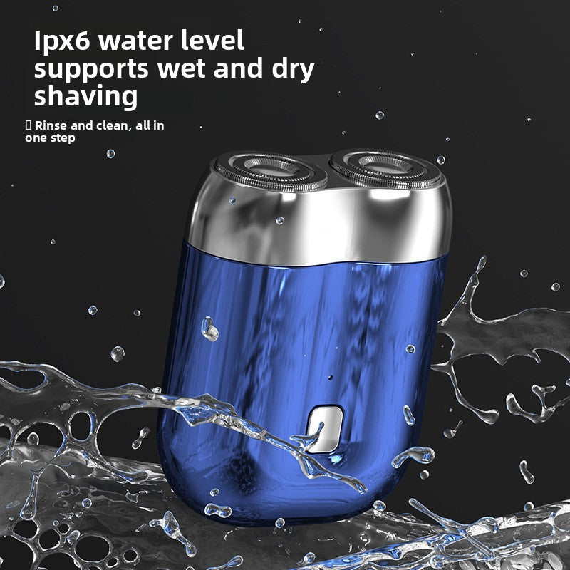 Silver Portable Mini Electric Shaver with Dual Floating Heads IPX6 Waterproof Rechargeable Travel Razor for Men for Grooming and Business Trips