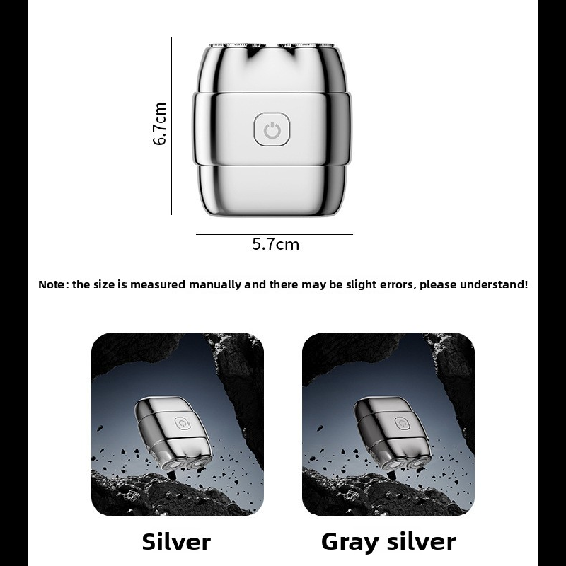 Grey Mini Electric Shaver with Dual Floating Heads Magnetic Suction and IPX5 Waterproofing for Men Travel Grooming Compact Rechargeable Razor AU Stock
