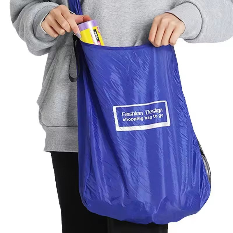 2-PCS Blue Compact Retractable Shopping Bag with Durable Nylon and ABS Plastic Disc Design for Everyday Use Local Standard Fit