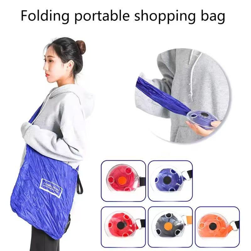 2-PCS Black Compact Retractable Shopping Bag with Durable Nylon and ABS Plastic Disc Design for Everyday Use Local Standard Fit