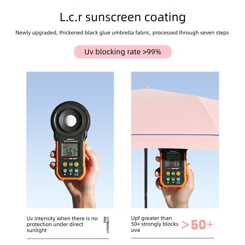Black Compact Mini Umbrella with UPF50+ UV Protection and Lightweight Design for Daily Use in Urban and Outdoor Settings Local Standard Fit