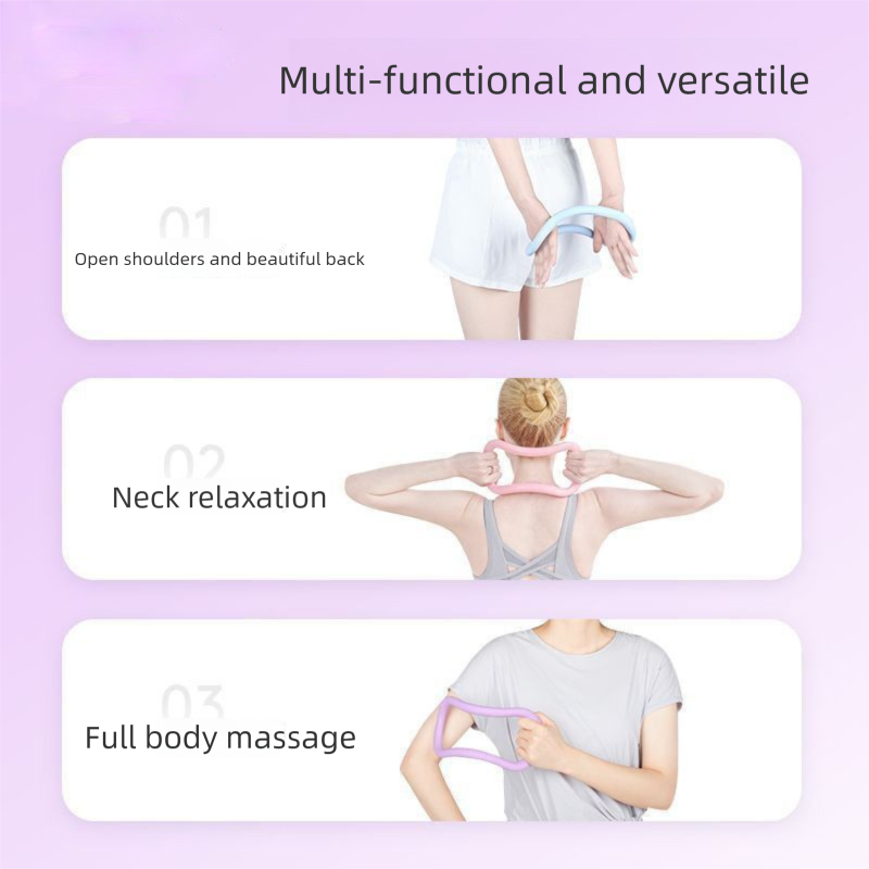 2-PCS Purple Multifunctional Yoga Ring Pilates Circle with Soft TPE Double Arc Design for Calf Relaxation and Posture Correction Ideal for Local Home Gym Fitness