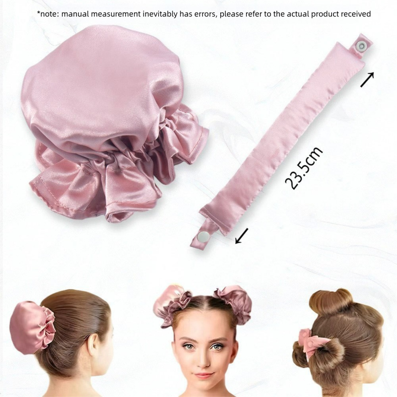 khaki Heatless Hair Curler Set with Satin Ribbon and Sleep Caps for Overnight Big Waves Easy Damage-Free Styling Solution for Local Women Professional Kit
