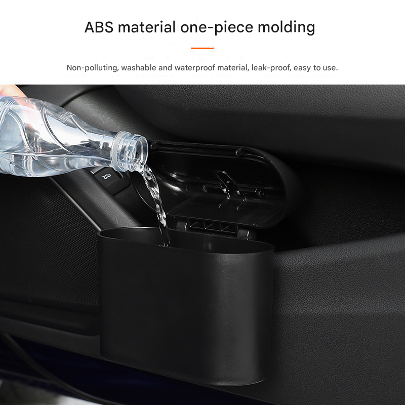 White Compact Car Trash Can 2 Pack Hanging Storage Bin with Push Lid for Vehicle Door and Seat Back Universal Fit Waste Management Solution for Local Drivers