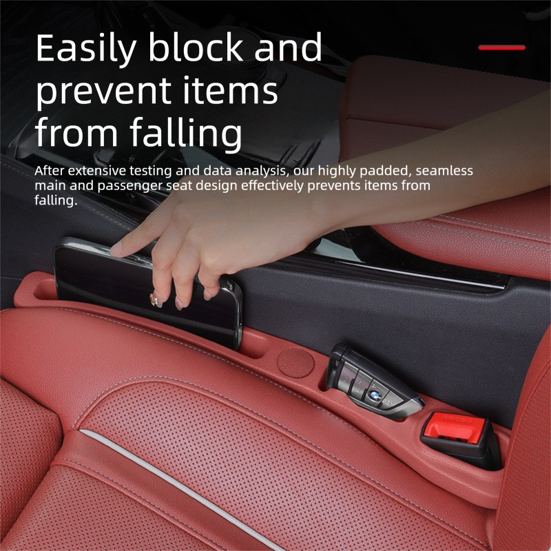 Red Car Seat Gap Filler Strip with Integrated Storage Slot Universal Interior Organizer for Mobile Phones and Keys Safety Solution for Local Drivers