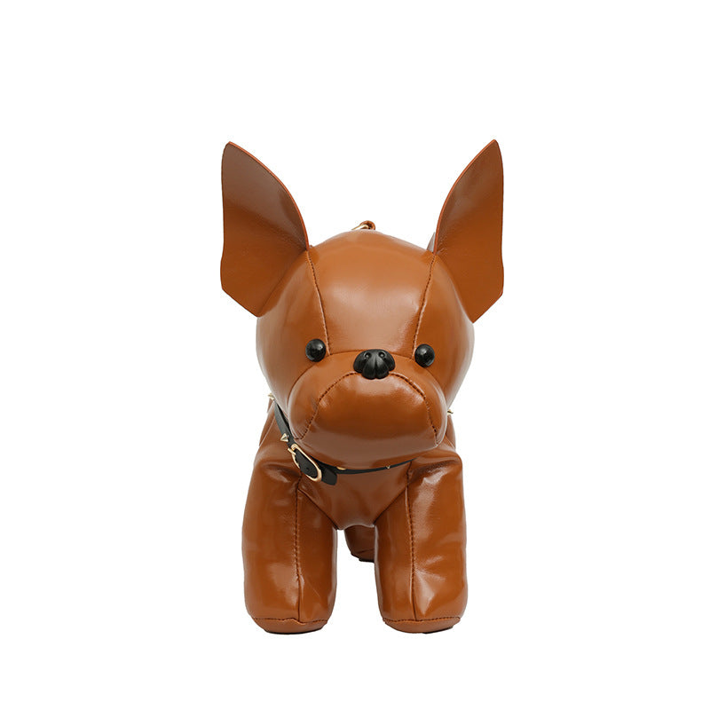 Brown French Bulldog Shaped Crossbody Bag PU Leather Animal Design for Daily Outings Fashionable and Lightweight Accessory for Local Trendy Women