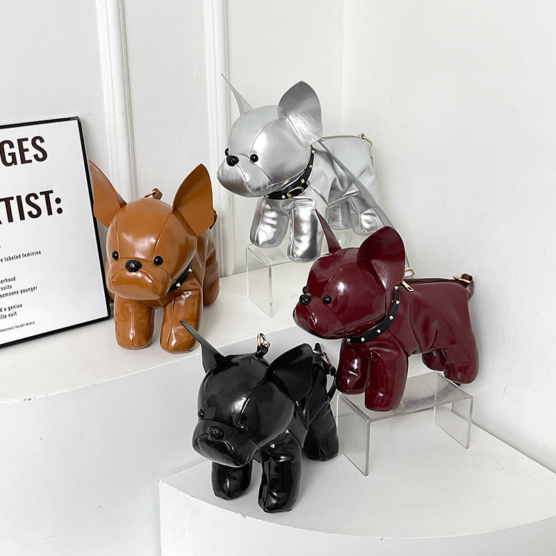 Black French Bulldog Shaped Crossbody Bag PU Leather Animal Design for Daily Outings Fashionable and Lightweight Accessory for Local Trendy Women
