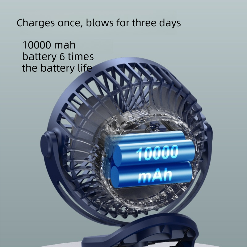 Green 10000mAh Portable Clip on Fan with 720 Degree Rotation 4 Speeds for Stroller Kitchen Office Desk Quiet Rechargeable Cooling Solution for Local Homes