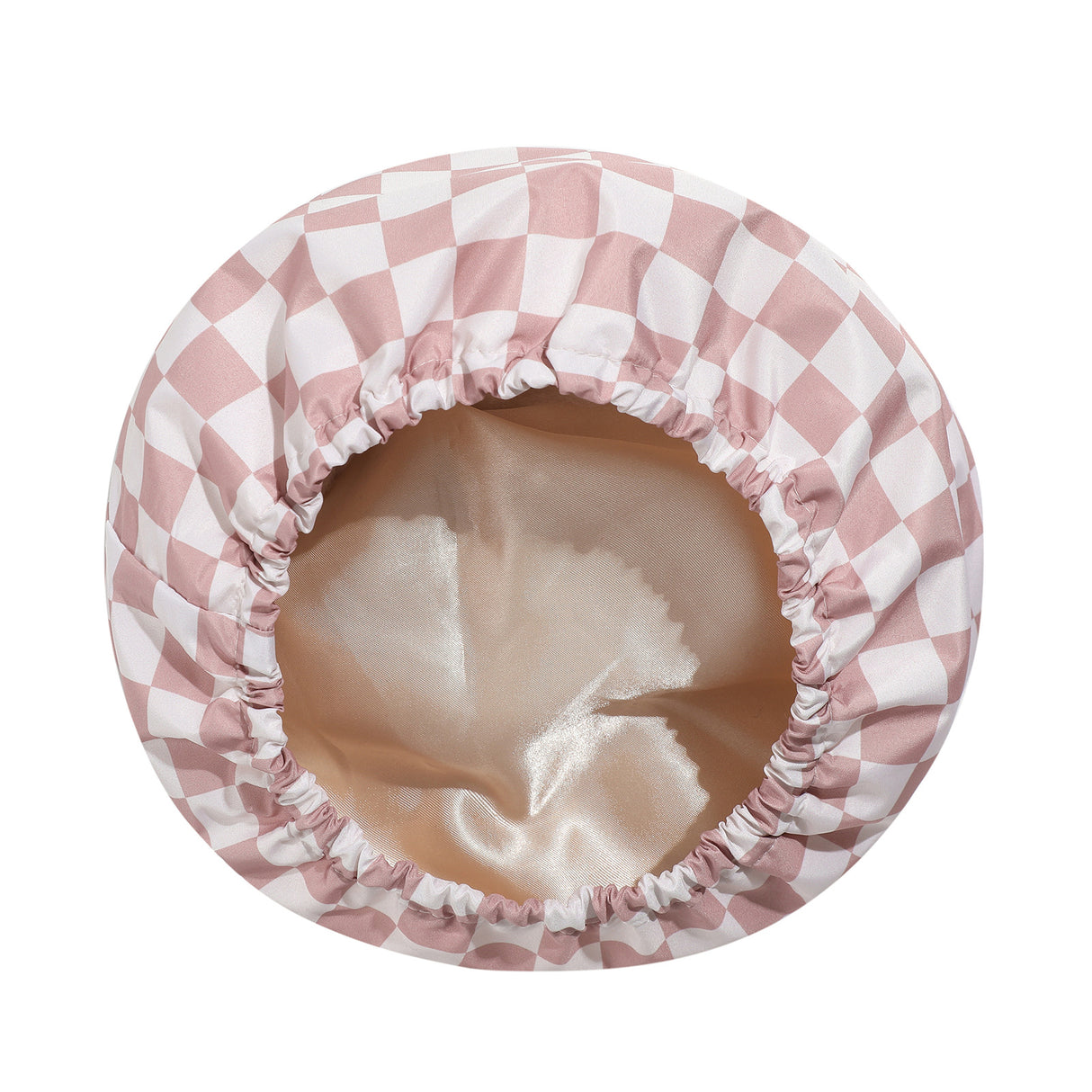Coffee Grid Premium Double-Layer Waterproof Shower Cap for Women Long Hair Protection Stylish Reusable Bath Hat for Professional Hair Care at Local Spas and Homes