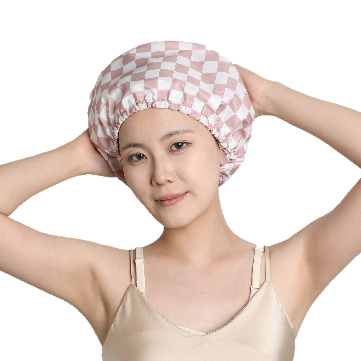 Burgundy tartan Premium Double-Layer Waterproof Shower Cap for Women Long Hair Protection Stylish Reusable Bath Hat for Professional Hair Care at Local Spas and Homes