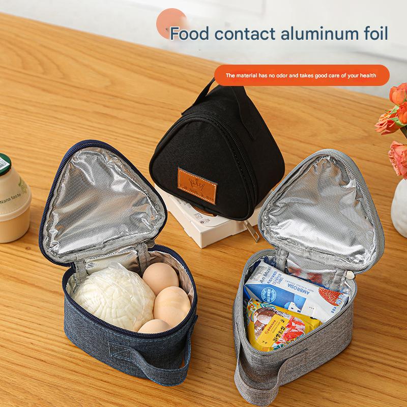 3-PCS Blue Triangular Insulated Lunch Bag with Food-Grade Aluminum Lining for Heat Preservation and Freshness, Ideal for Meals, Snacks, Eggs, and Milk on the Go