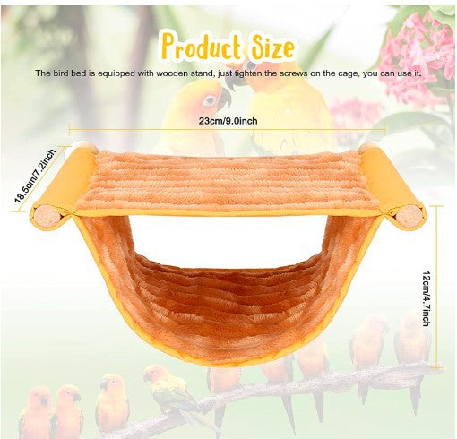 2-Pack Yellow Bird Hammock Bed for Parrots, Budgies, and Small Pets – Warm, Soft, Washable Hanging Nest with Easy Installation for Cage or Window Use(Size: L)