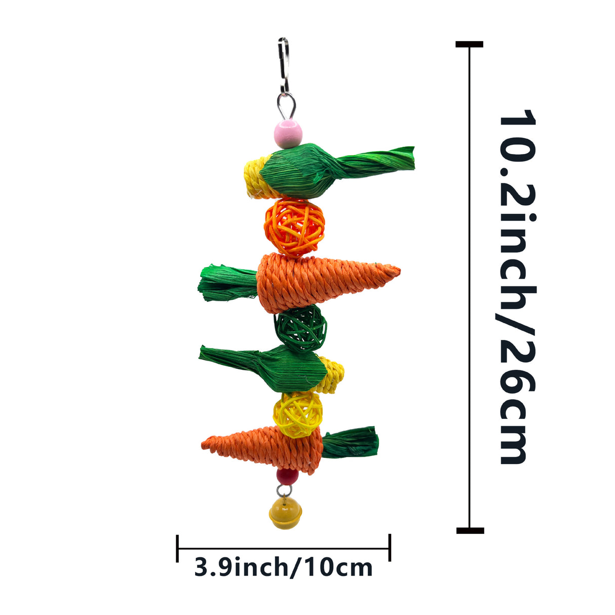 2-Pack Radish Vine Ball Skewers Bird Chew Toy for Parrots, Budgies, Hamsters, Rabbits & Small Pets – Hanging Carrot-Shaped Enrichment Toy with Natural Fibers for Beak Grinding and Mental Stimulation