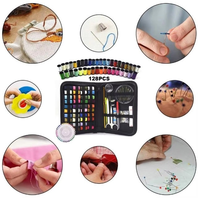 128-Piece Sewing Kit with 40 Colorful Thread Spools – Portable, Compact Sewing Set for Home, Travel & DIY Repairs