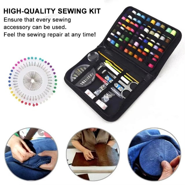 128-Piece Sewing Kit with 40 Colorful Thread Spools – Portable, Compact Sewing Set for Home, Travel & DIY Repairs
