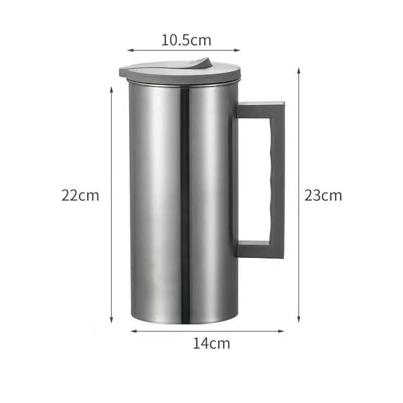 Grey 1.8L Stainless Steel Cold Water Pitcher – Large Capacity Jug for Coffee, Juice, and Beverages in Modern Kitchens