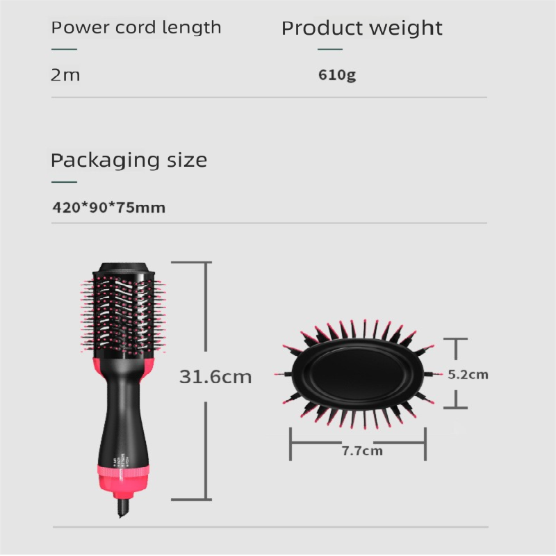 Pink 1000W Professional Hot Air Brush with 3-Temperature & 2-Speed Control – Dual Voltage Hair Styler for Smooth, Voluminous Blowouts