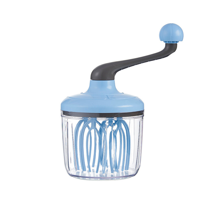 Blue Manual Hand-Crank Egg Beater – Semi-Automatic Whisk for Whipping Cream, Egg Whites, and Baking Mixes with Easy-Clean Design