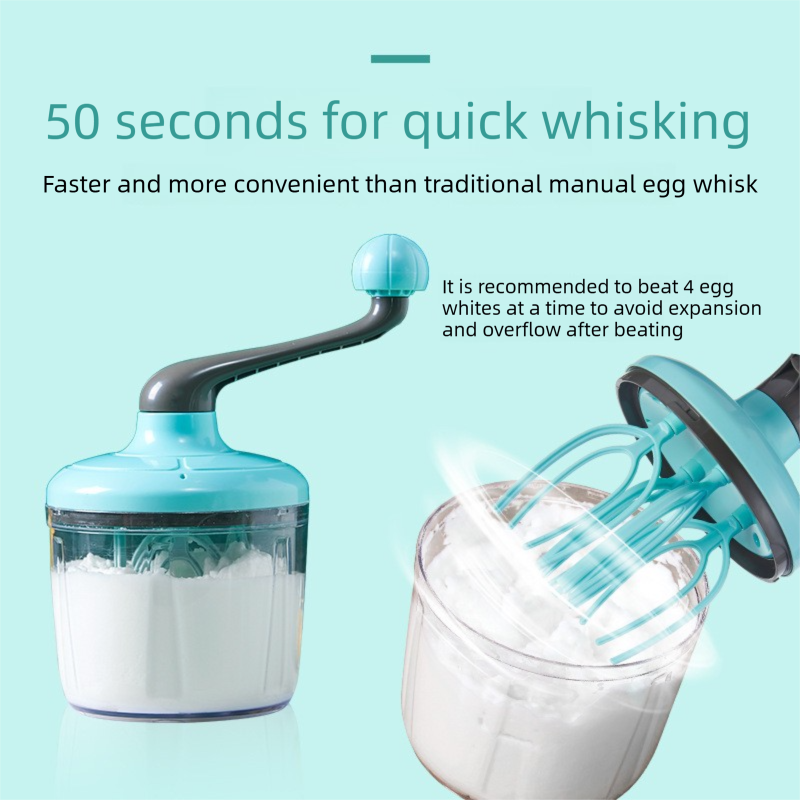 Green Manual Hand-Crank Egg Beater – Semi-Automatic Whisk for Whipping Cream, Egg Whites, and Baking Mixes with Easy-Clean Design