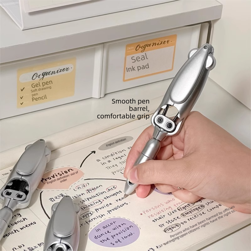 5-Pcs Transformable Squid-Style Pen – Compact Mechanical Writing Tool with Hinged Design and 0.5mm Ballpoint Tip