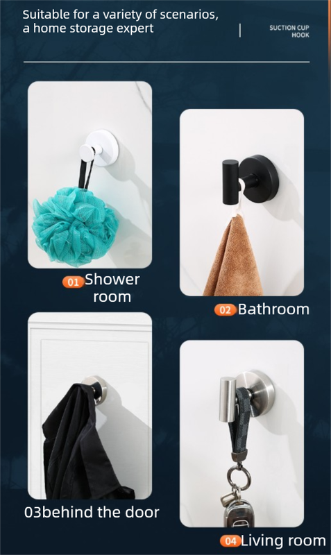 Stainless Steel Vacuum Suction Cup Hook Rack 3-Hook Silver Wall Mounted Towel Rail for Bathroom and Kitchen No Drilling Required