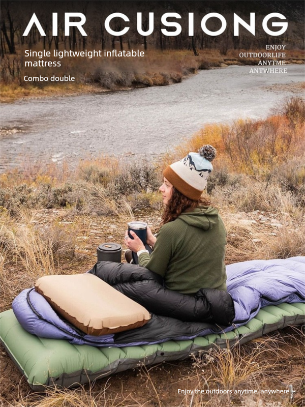 Ultralight TPU Inflatable Camping Mattress 195x70x10cm Portable Press Pump Sleeping Pad Moisture-Proof Outdoor Tent Mat for Hiking Orange