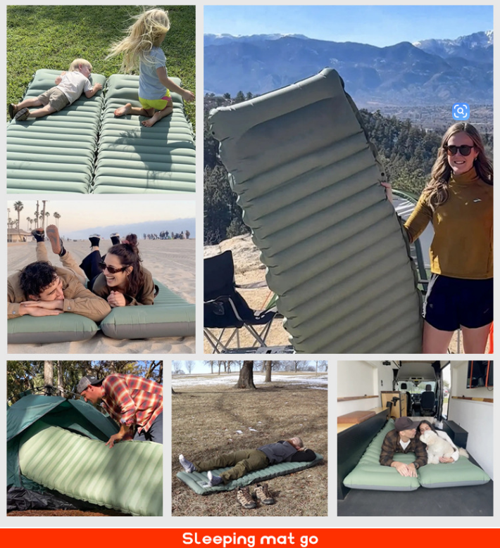 Ultralight TPU Inflatable Camping Mattress 195x70x10cm Portable Press Pump Sleeping Pad Moisture-Proof Outdoor Tent Mat for Hiking Orange