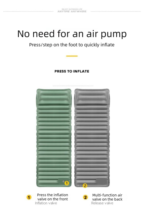 Ultralight TPU Inflatable Camping Mattress 195x70x10cm Portable Press Pump Sleeping Pad Moisture-Proof Outdoor Tent Mat for Hiking Orange