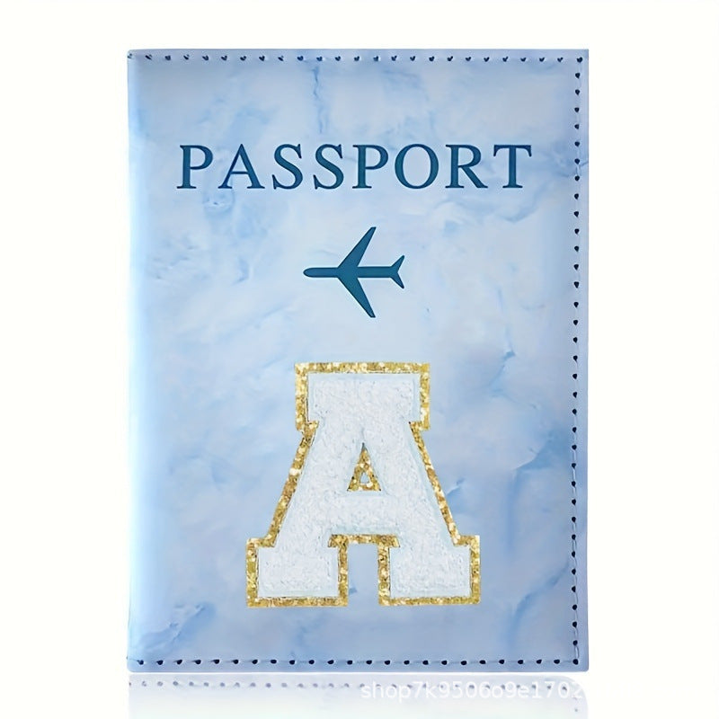 Fashion Initial Letter Passport Holder Stylish Travel Wallet Cover with Alphabet Pattern – Design A