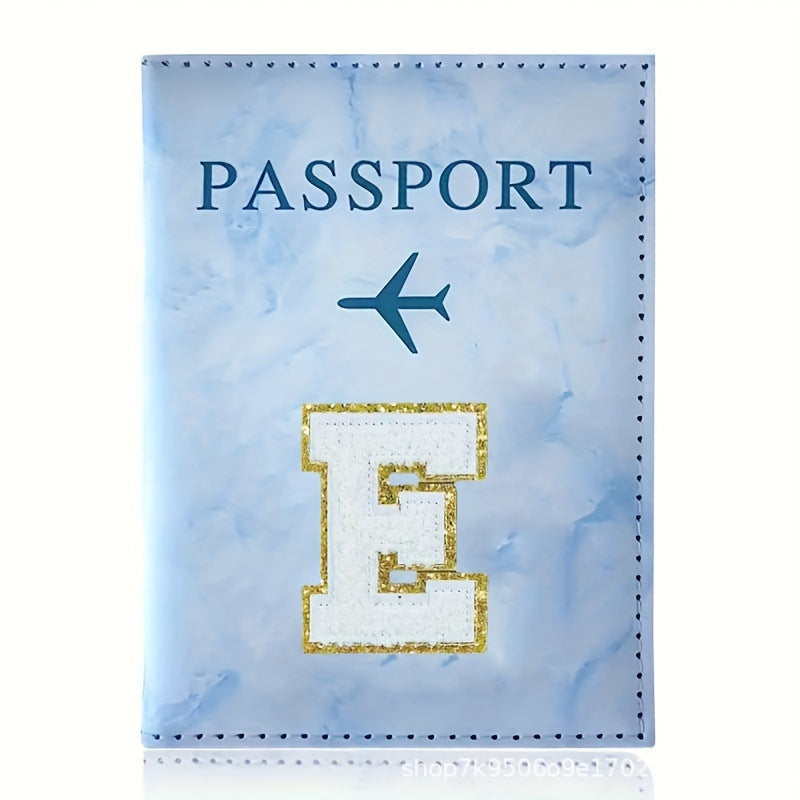 Fashion Initial Letter Passport Holder Stylish Travel Wallet Cover with Alphabet Pattern – Design E