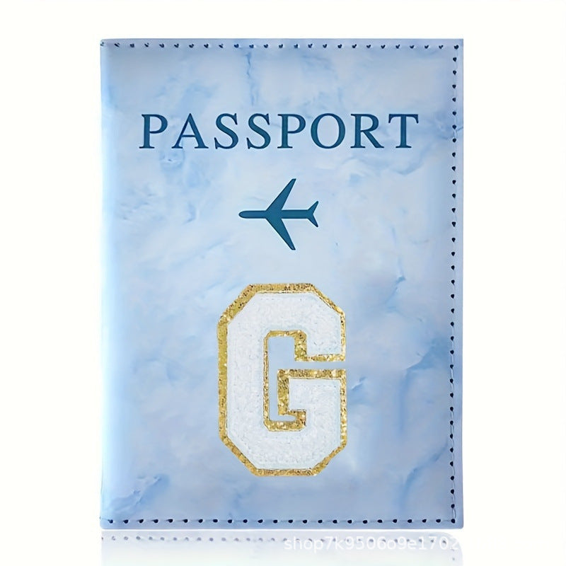 Fashion Initial Letter Passport Holder Stylish Travel Wallet Cover with Alphabet Pattern – Design G