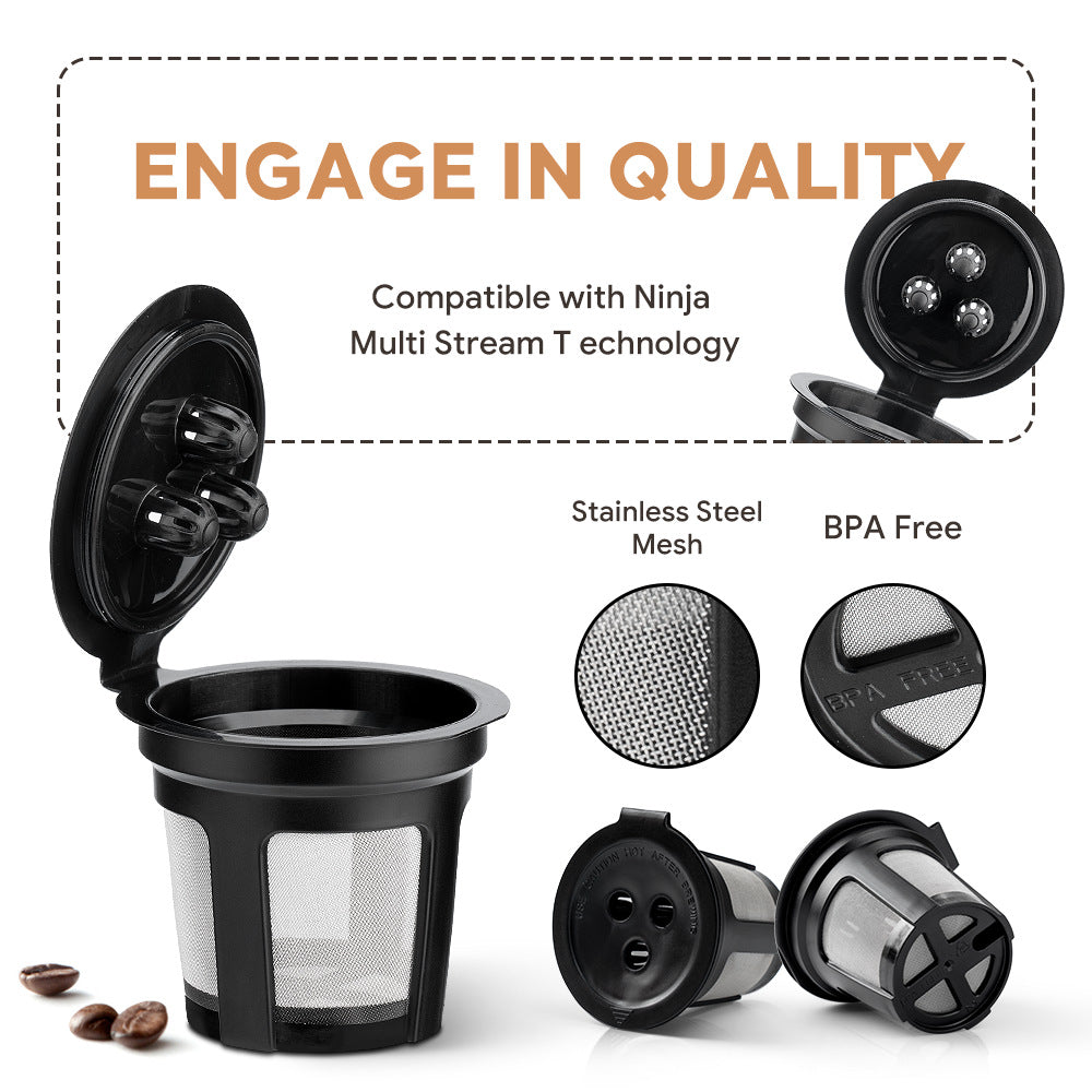 Reusable K-Cup Coffee Pod Filter for Ninja Dual Brew Coffee Makers Triple Hole Capsule Shell UA2227