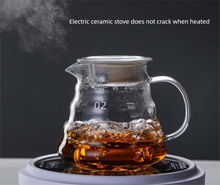 600ml Borosilicate Glass Coffee Server - Heat Resistant "Cloud" Pour Over Carafe with Lid - Large Drip Coffee Sharing Pot for Home & Office (2-4 Cups)