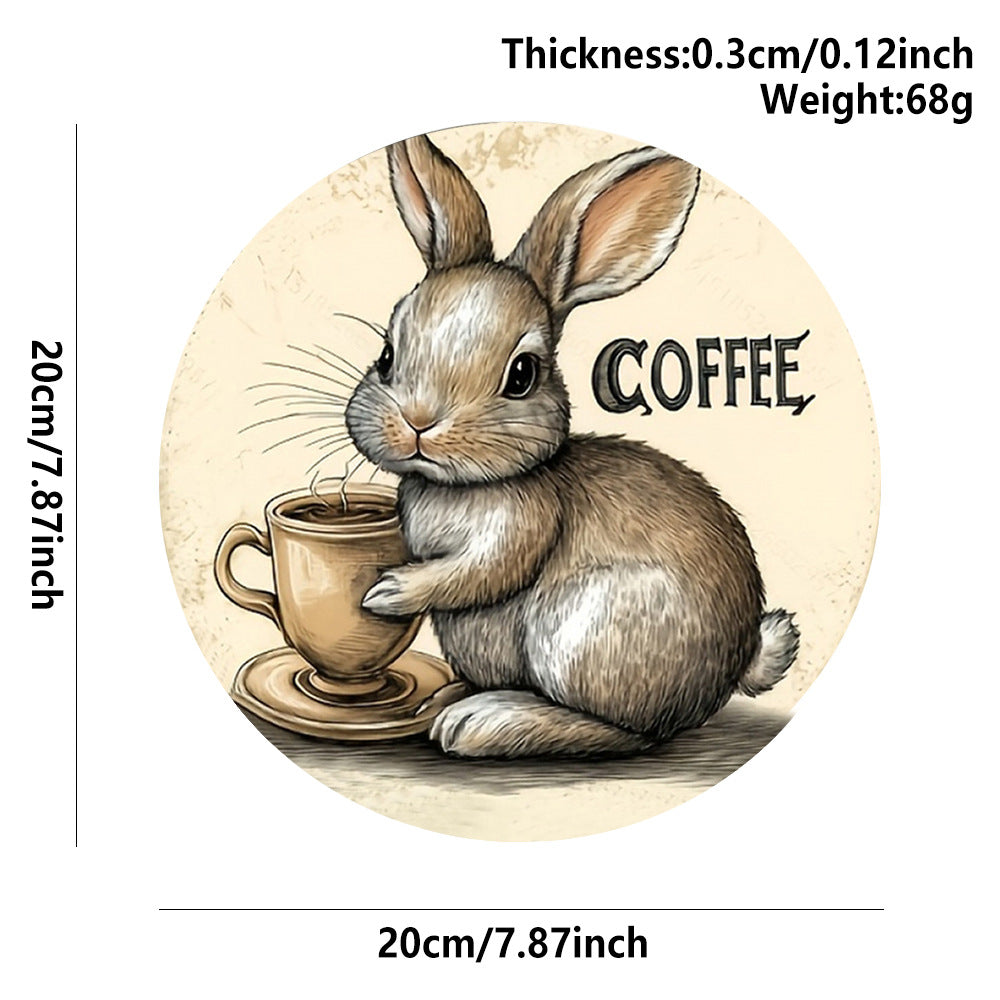 3 PCS Easter Wooden Hanging Signs Round Wall Decor Bunny and Egg Designs 20cm Front Door Plaque